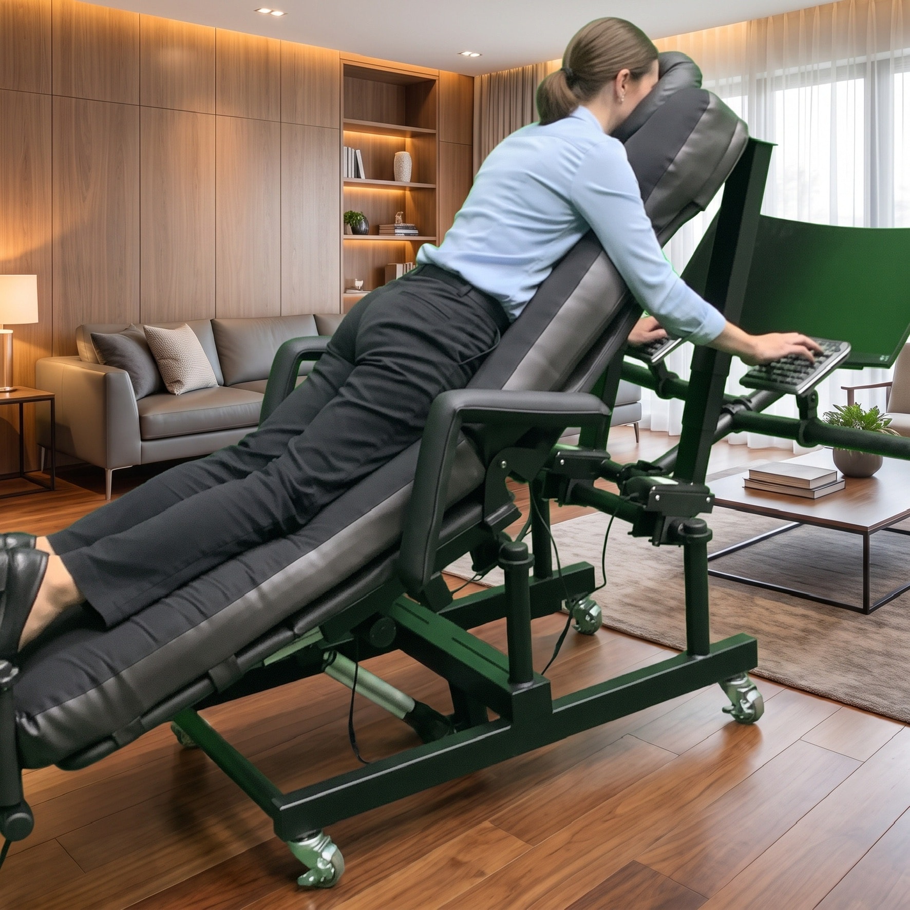 Professional considering an alternative ergonomic work setup